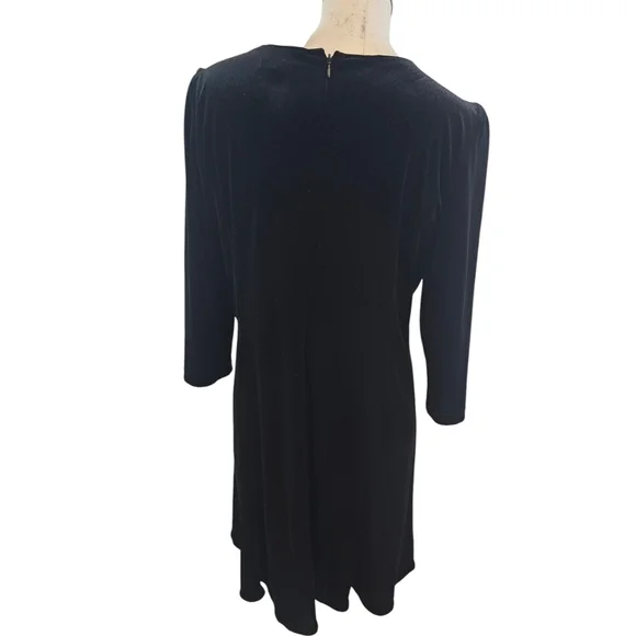 Coldwater Creek Size L 14 16 Black V-neck Velvet Dress - Picture 5 of 7